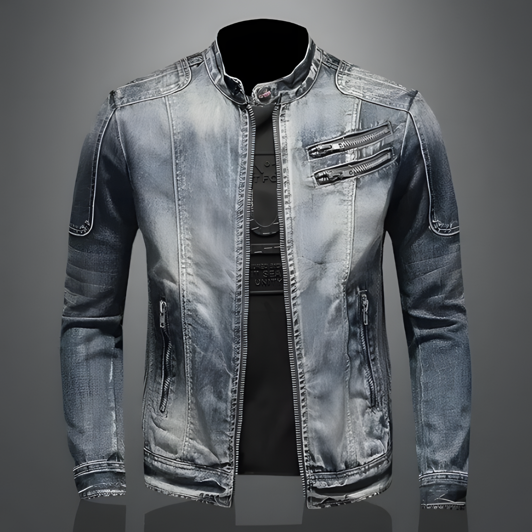 Klassisches Biker-Denimjacke mit Stil und Langlebigkeit