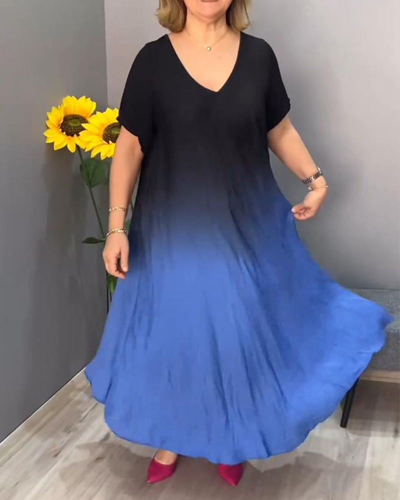 Elidora™-Lässiges, plissiertes Ombre-Kleid