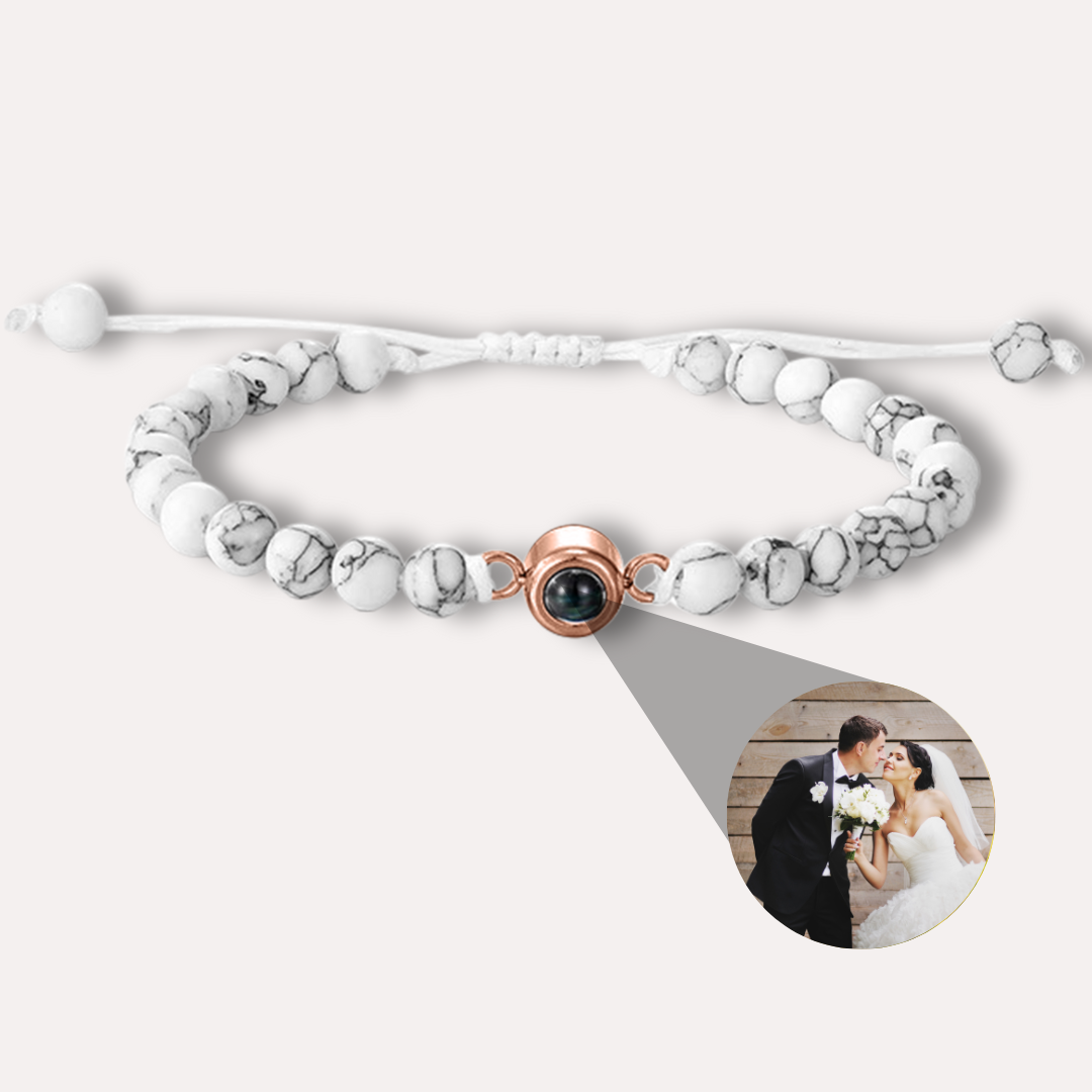 Claire – Damenarmband mit personalisierten Perlen und Foto