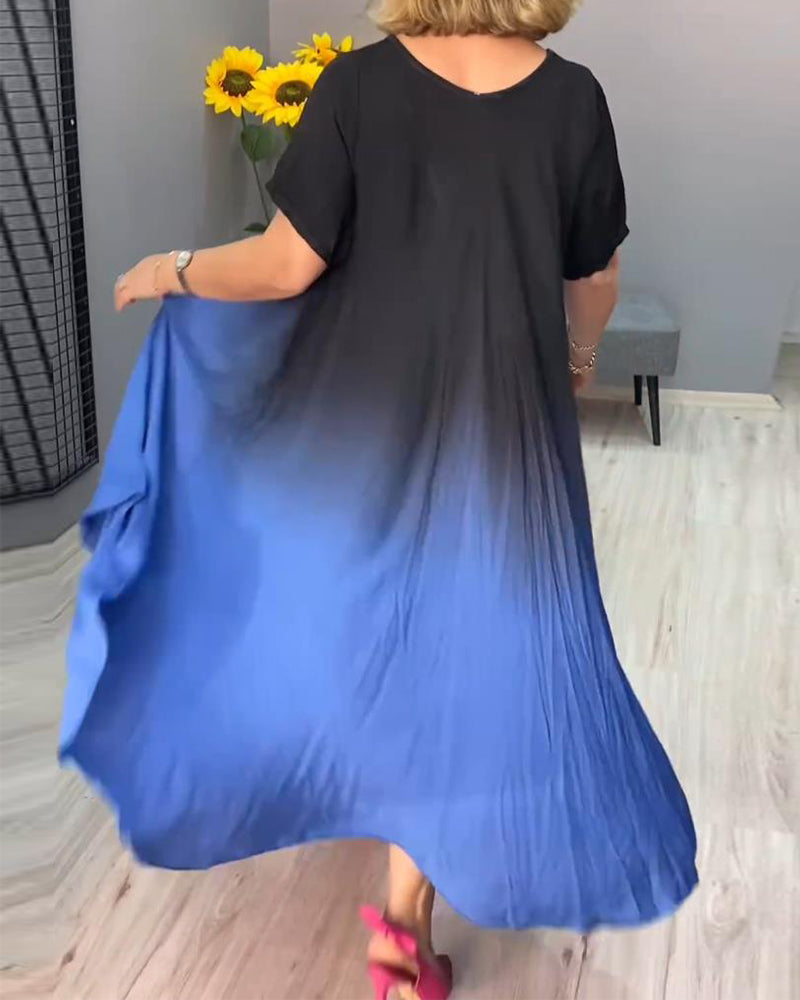 Elidora™-Lässiges, plissiertes Ombre-Kleid