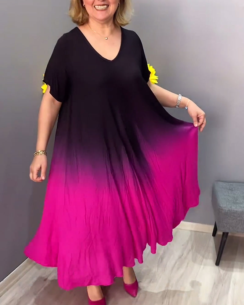 Elidora™-Lässiges, plissiertes Ombre-Kleid