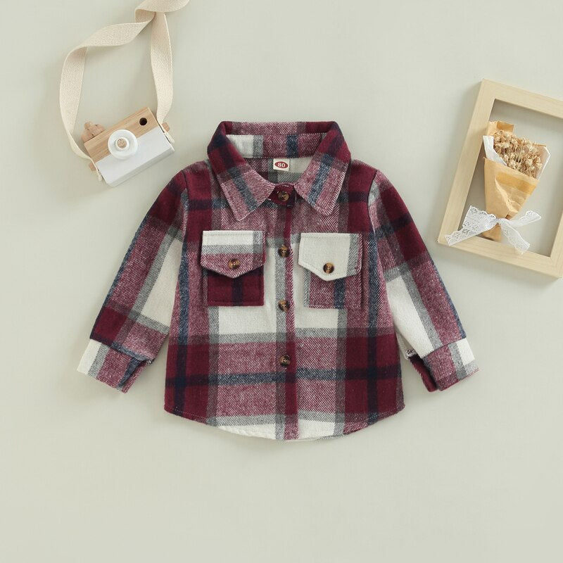 Dorit™ -Kleinkind kariertes Patchwork-Langarmshirt