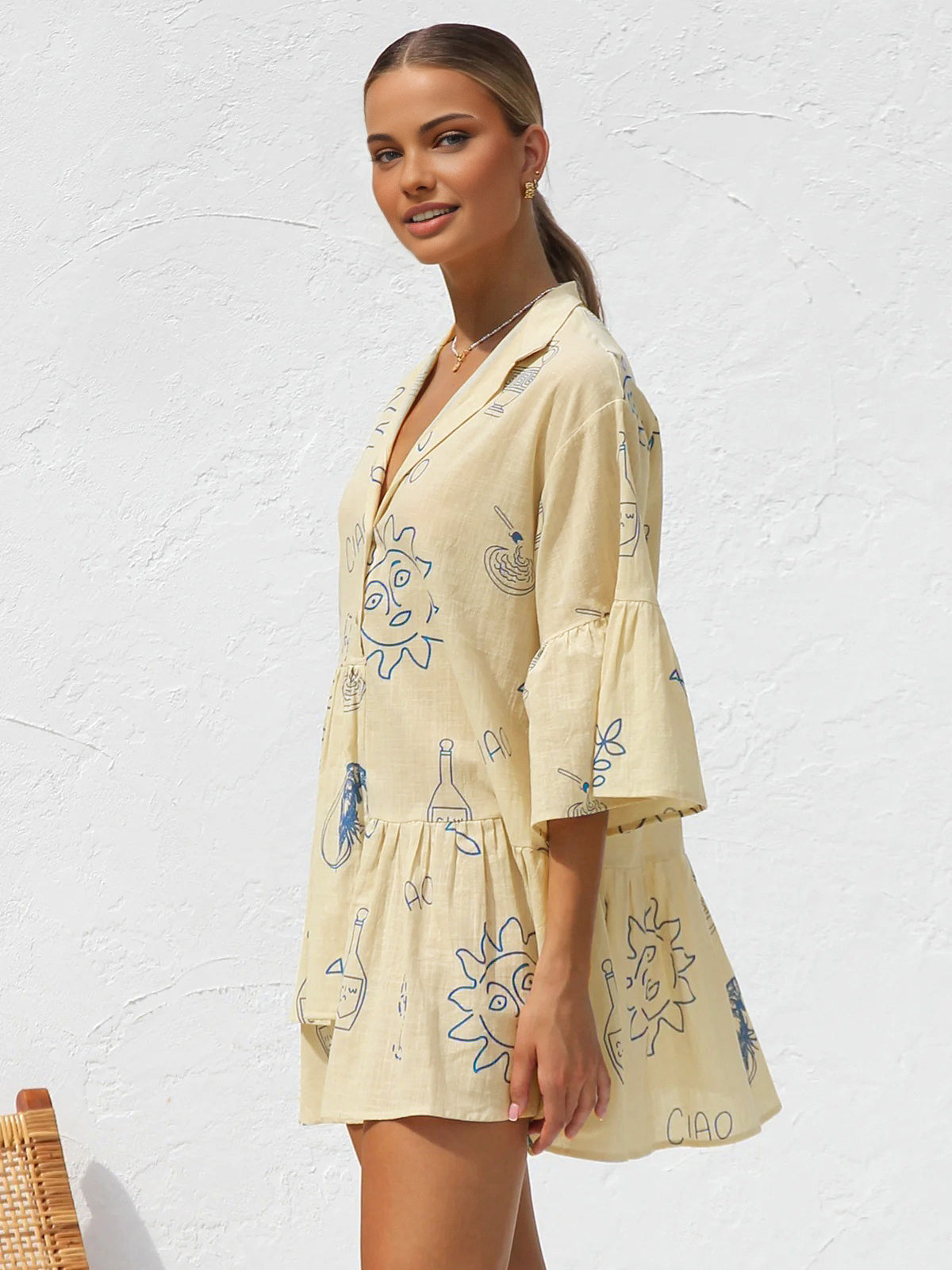 Evi™ - Oversized Sun Print Kurzkleid