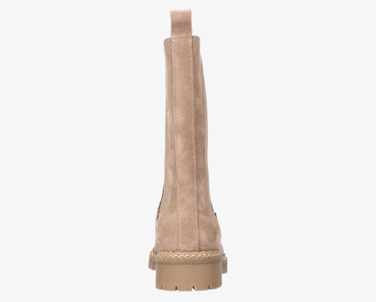 Julia – Damen Taupe Wildleder Hoher Chelsea Boot mit Natürlicher Sohle