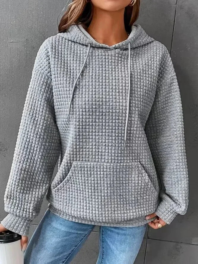 Jane – Damen Kapuzenpullover mit Waffelstruktur in Altrosa