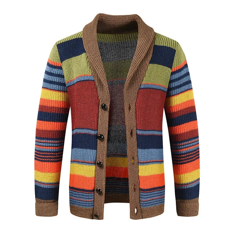 Frederick – Herren Strickjacke mit Retro-Streifen und V-Ausschnitt