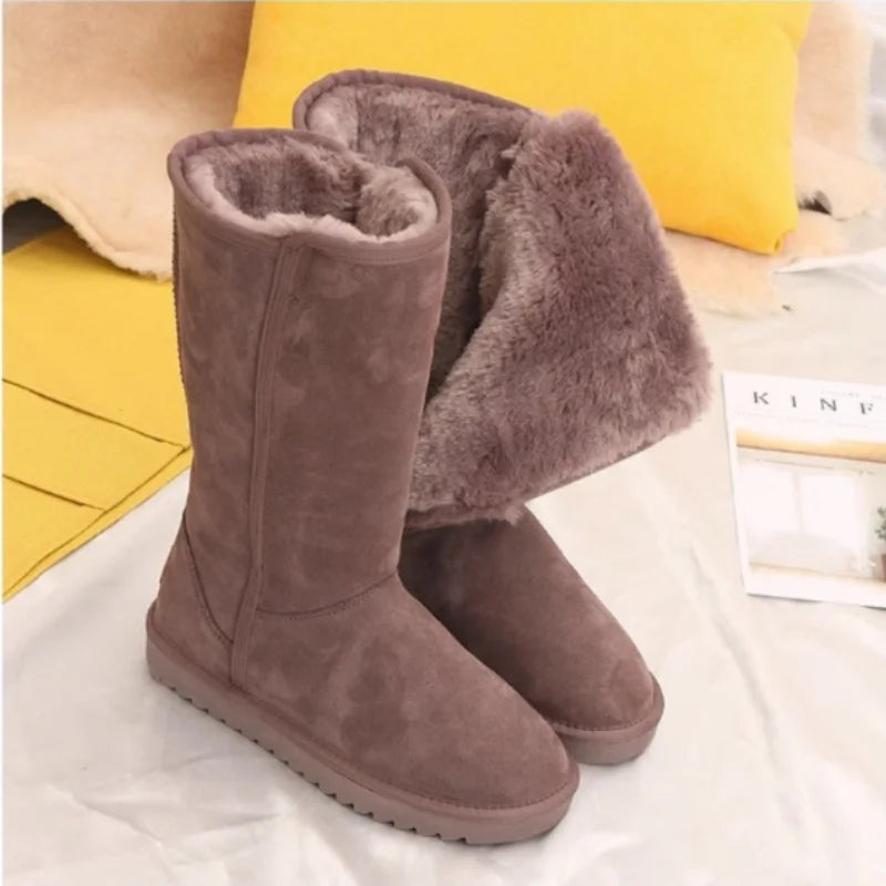 Emma – Damenleder Schneestiefel mit australischem Fell