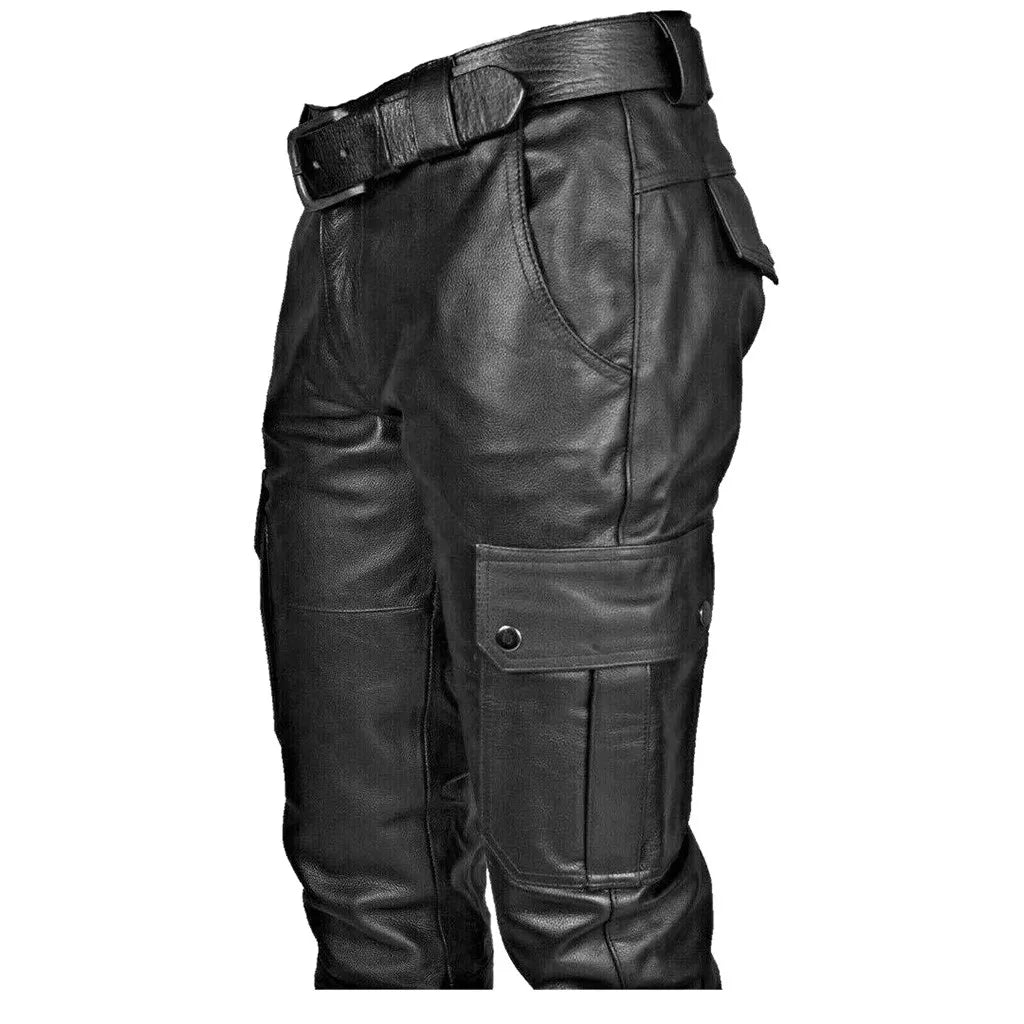 Chris – Herren PU Leder Skinny Cargo Hose