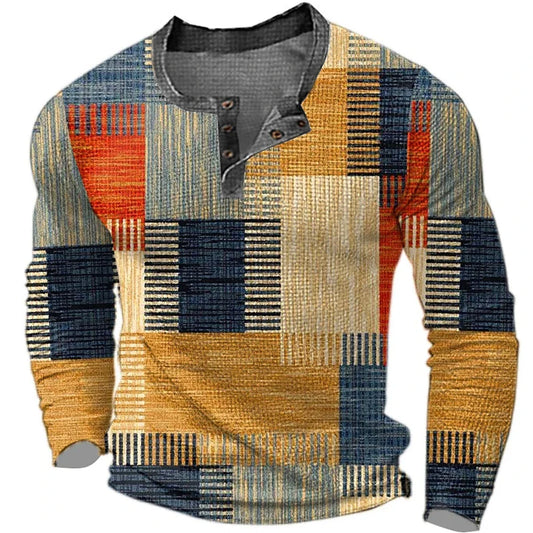 Daniel – Herren Color Block Grafik Henley Shirt