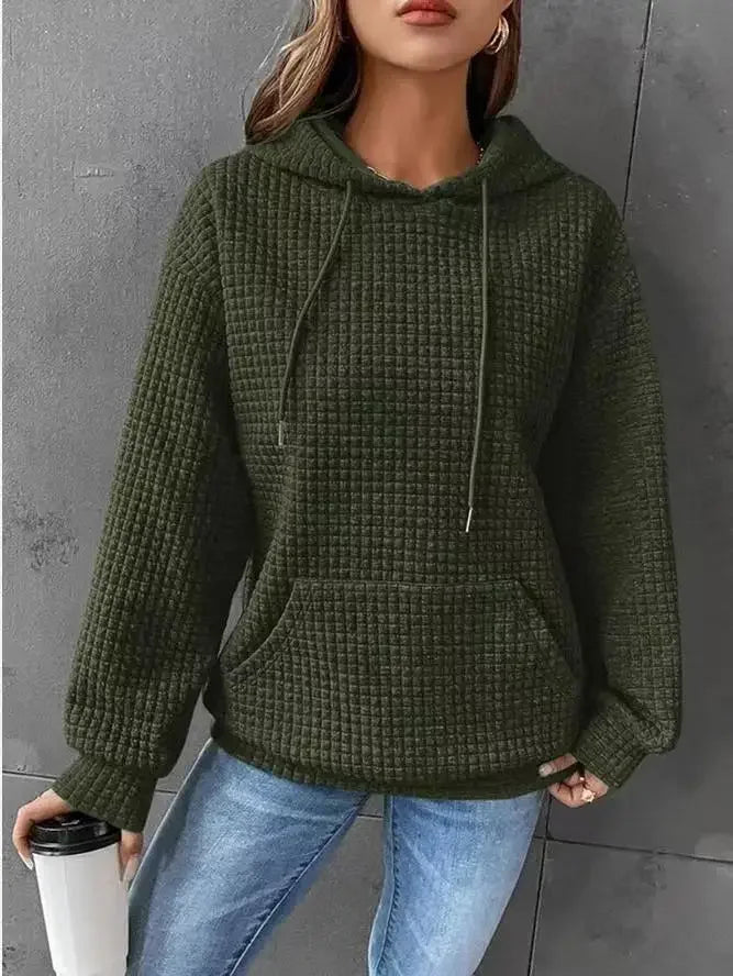 Jane – Damen Kapuzenpullover mit Waffelstruktur in Altrosa