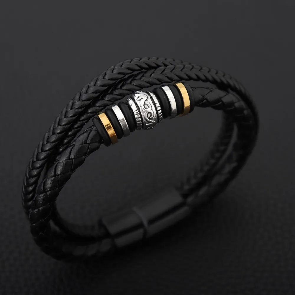 Wayne – Herren Edelstahl Lederseil Armband