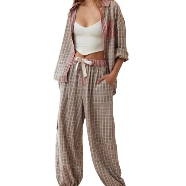 Christine – Zweiteiliges Damen-Karomuster-Loungewear