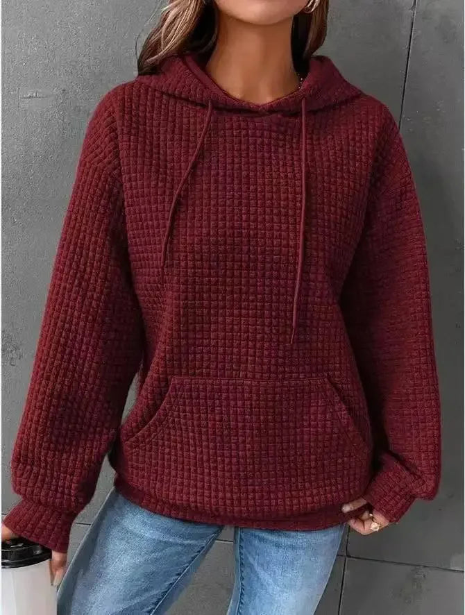 Jane – Damen Kapuzenpullover mit Waffelstruktur in Altrosa