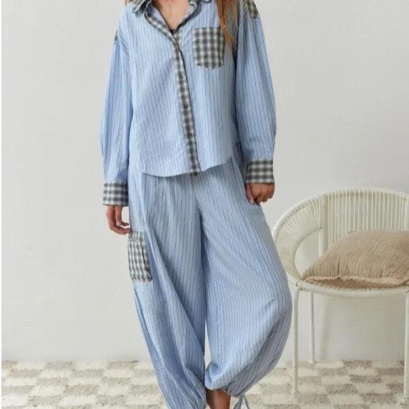 Christine – Zweiteiliges Damen-Karomuster-Loungewear