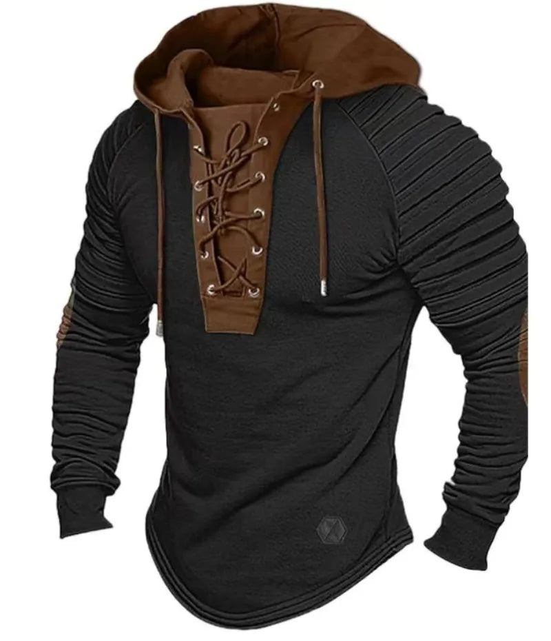 Derek – Herren Kapuzenpullover mit Schnürung und Langarm-Slim-Fit