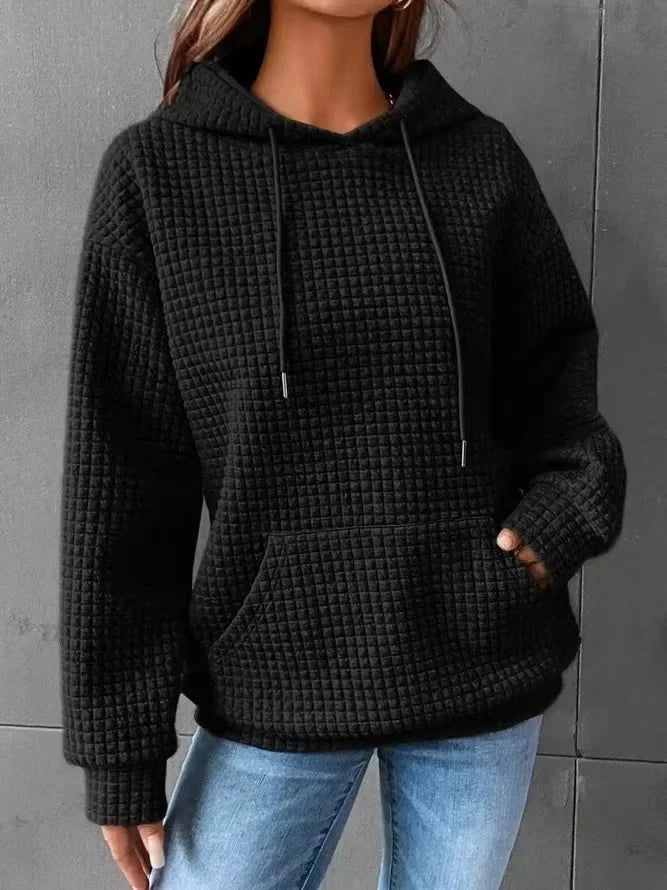 Jane – Damen Kapuzenpullover mit Waffelstruktur in Altrosa