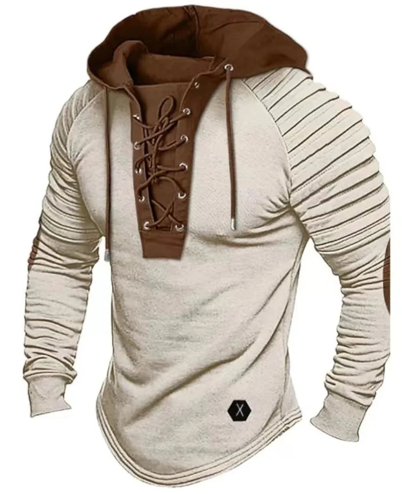 Derek – Herren Kapuzenpullover mit Schnürung und Langarm-Slim-Fit