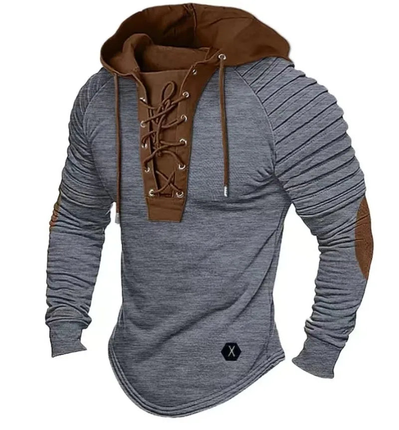 Derek – Herren Kapuzenpullover mit Schnürung und Langarm-Slim-Fit