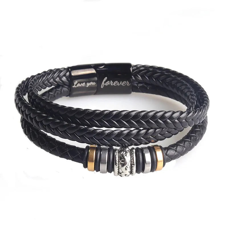 Wayne – Herren Edelstahl Lederseil Armband