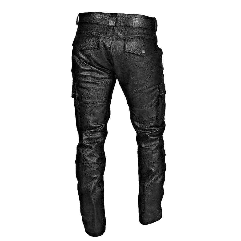 Chris – Herren PU Leder Skinny Cargo Hose