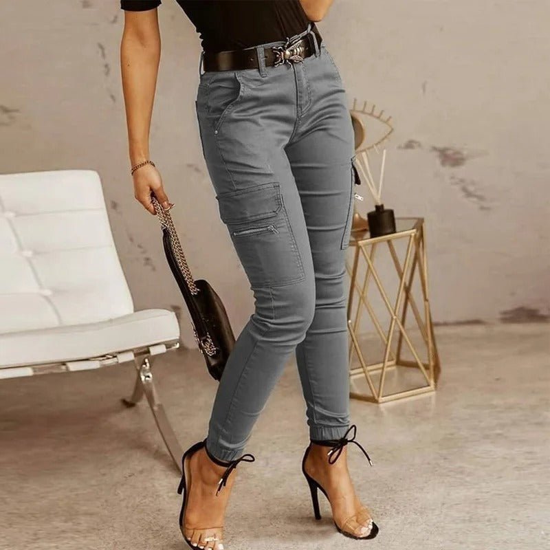 Hannah – Damen-Slim-Fit-Cargohose mit Mehreren Taschen und Hohem Bund