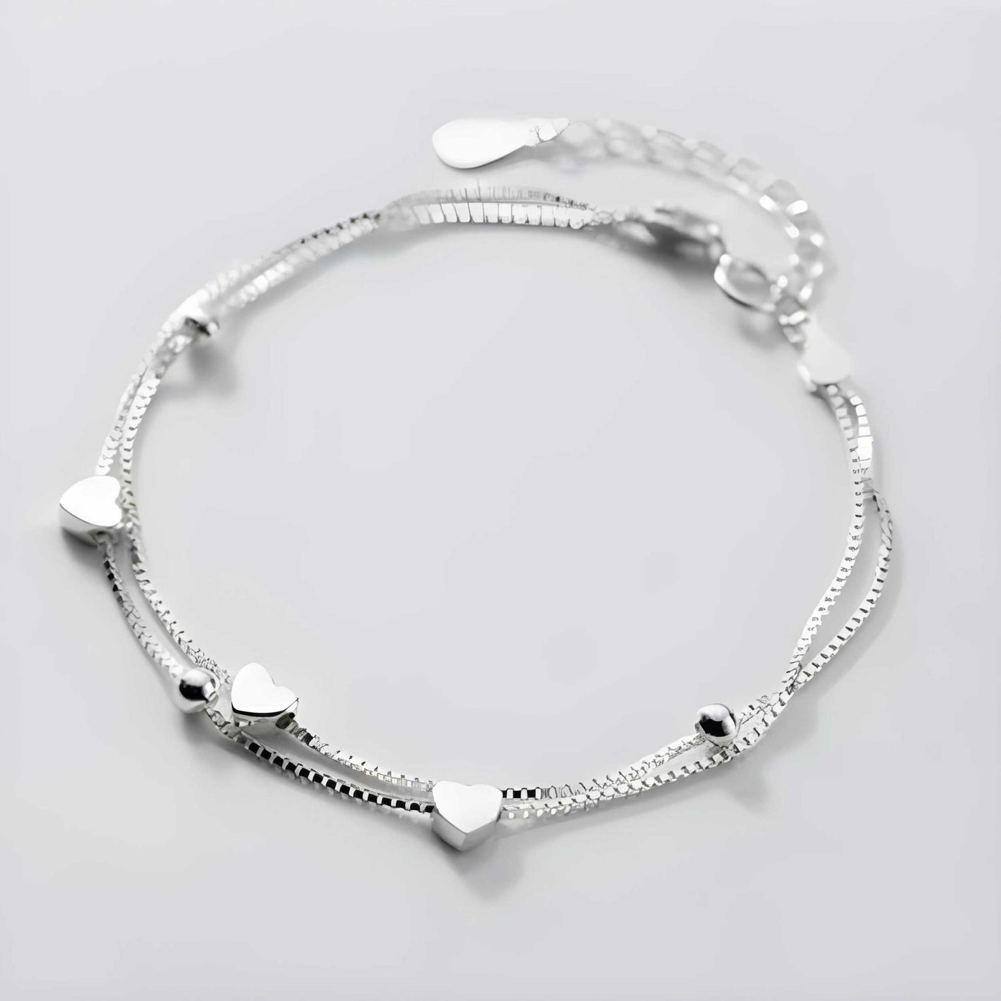 Joanne – Damen Elegantes Sterlingsilber Doppelkettenarmband