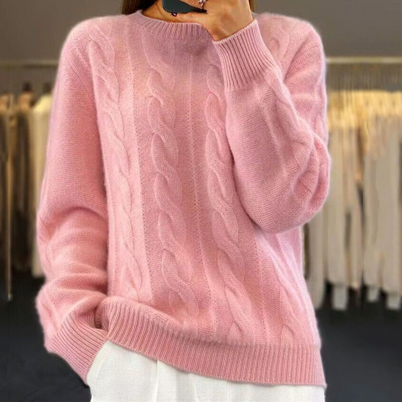 Jane – Weicher Damenstrickpullover in Rosa – Gemütliche Wintermode aus warmer Wollmischung