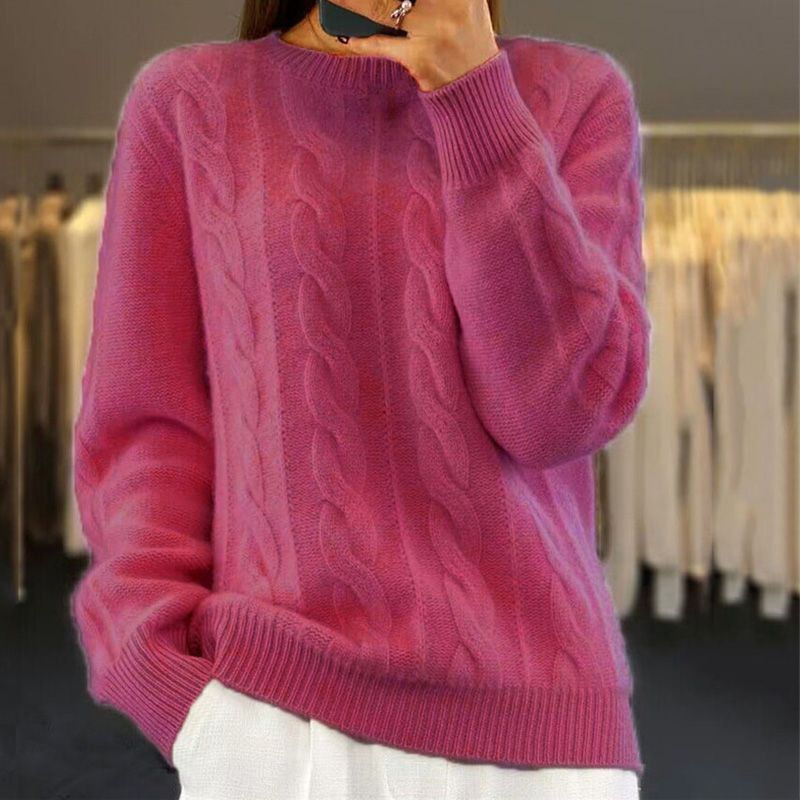 Jane – Weicher Damenstrickpullover in Rosa – Gemütliche Wintermode aus warmer Wollmischung